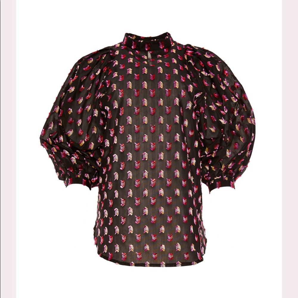 HIGH NECK JACQUARD BLOUSE